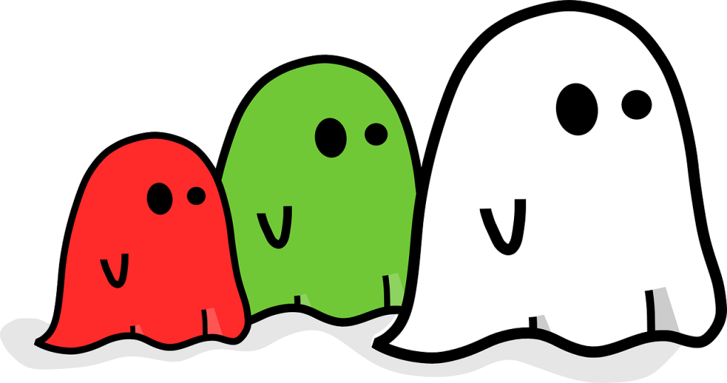 Ghosts in different colors and sizes